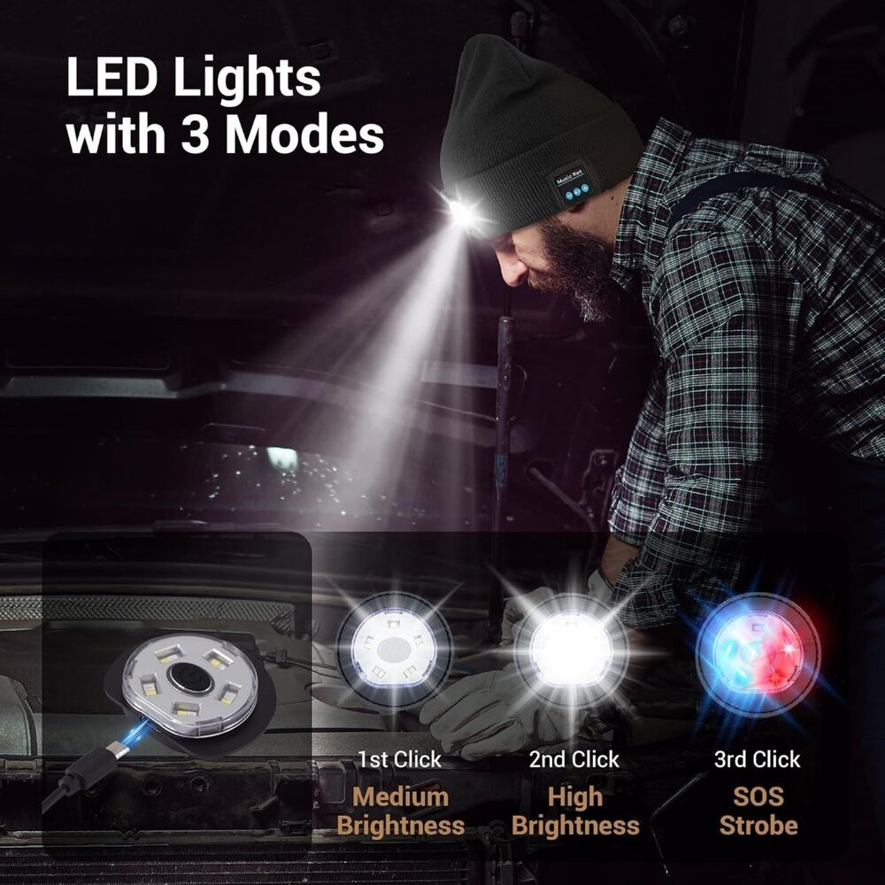 Bluetooth Beanie With Light, Led Beanie With Buil… - image 2